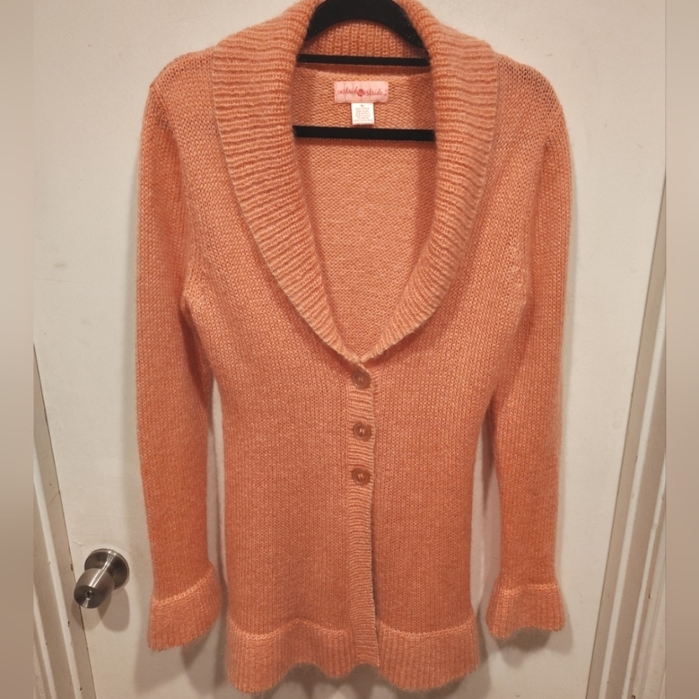 Eastside Westside Women's Pink Mohair Blend Longline Y2K Cardigan Sweater Sz XL
